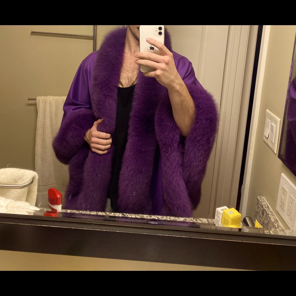 Purple faux fur piece